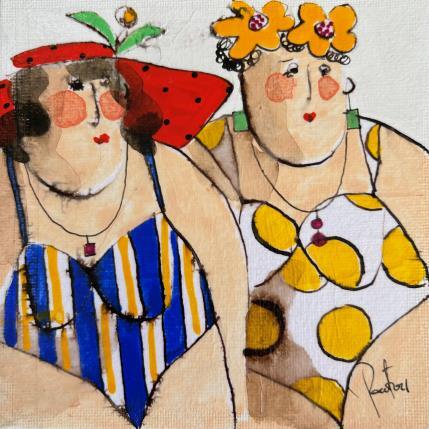 Pintura Martine Myriam por Colombo Cécile | Pintura Naive art Acrylic, Gluing, Ink, Pastel, Watercolor Portrait