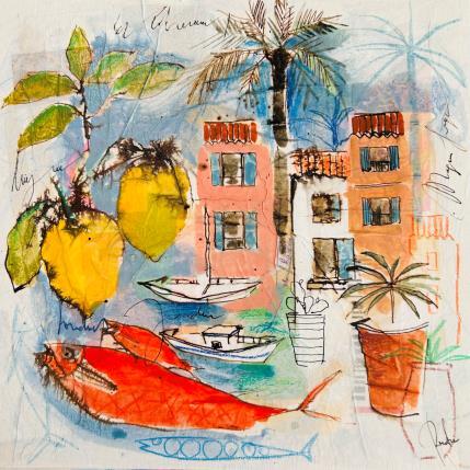 Pintura Le jus des citrons por Colombo Cécile | Pintura Naive art Acrylic, Gluing, Ink, Pastel, Watercolor Landscapes, Life style, Nature