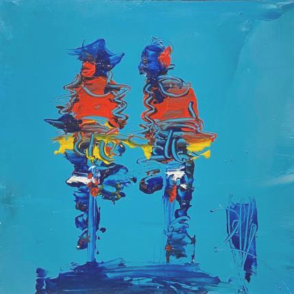 Peinture Balade à vélo par Raffin Christian | Tableau Figuratif Huile Scènes de vie