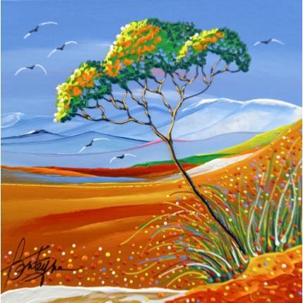 Painting Au loin la montagne by Fonteyne David | Painting Figurative Acrylic Landscapes, Nature, Pop icons