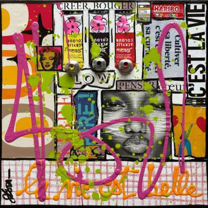 Gemälde La vie est belle ! von Costa Sophie | Gemälde Pop-Art Acryl, Collage, Upcycling