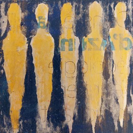 Peinture Bleu par Rocco Sophie | Tableau Art Singulier Acrylique, Collage, Sable