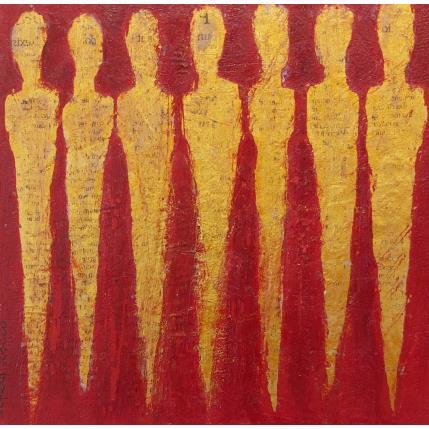 Peinture Les gardiens du temple par Rocco Sophie | Tableau Art Singulier Acrylique, Collage, Sable