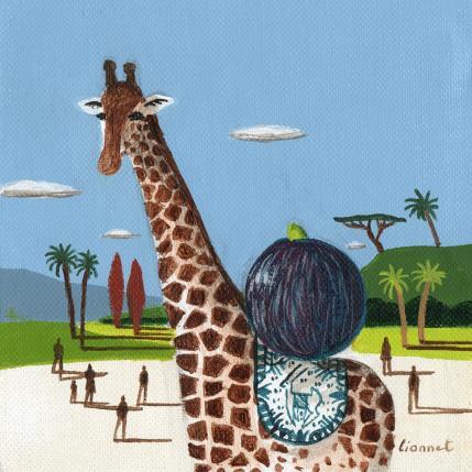 Peinture Girafe et figue par Lionnet Pascal | Tableau Surréalisme Acrylique Animaux, Paysages, Scènes de vie