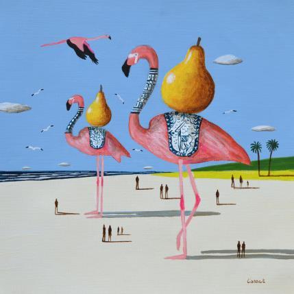 Peinture Flamants roses par Lionnet Pascal | Tableau Surréalisme Acrylique Animaux, Marine, Natures mortes