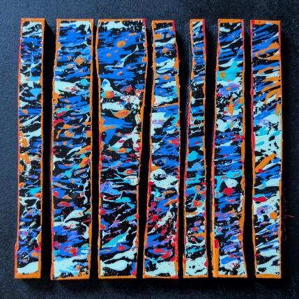 Peinture Bc7 touche vert  orange bleu par Langeron Luc | Tableau Matiérisme Acrylique, Bois, Résine