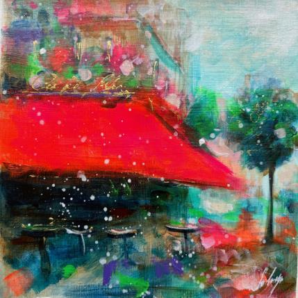 Peinture  Cafe Parisien  par Solveiga | Tableau Impressionnisme Acrylique Architecture, Paysages, Scènes de vie
