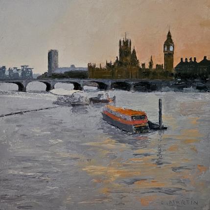 Peinture Sous l'oeil de la Tamise par Martin Laurent | Tableau Figuratif Huile Paysages, Urbain