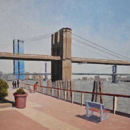 Peinture East river, Greenway NYC par Martin Laurent | Tableau Figuratif Huile Urbain