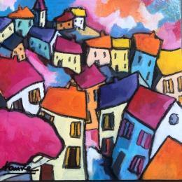 Peinture Séjour en montagne  par Fauve | Tableau Figuratif Acrylique Paysages