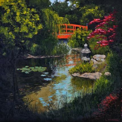 Peinture Rueil pont japonais par Martin Laurent | Tableau Figuratif Huile Nature, Paysages, Urbain