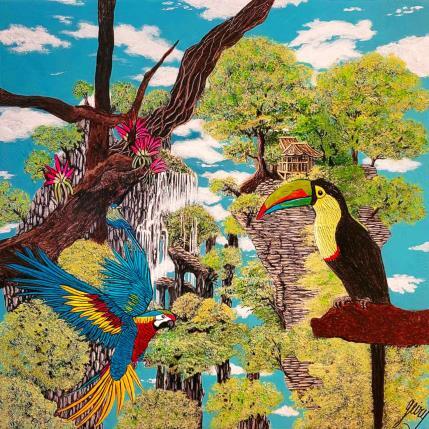 Peinture PULMON DEL PLANETA par Geiry | Tableau Matiérisme Acrylique, Pigments, Poudre de marbre Animaux, Nature, Paysages