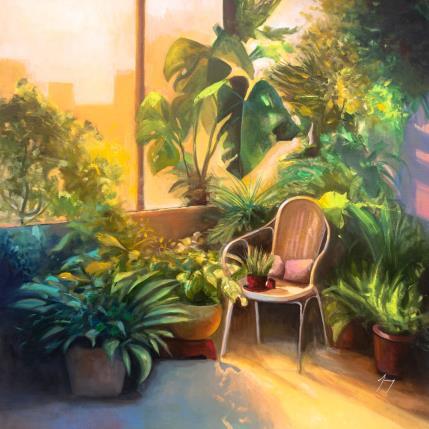 Peinture Le balcon vert par Jung François | Tableau Figuratif Huile Nature, Natures mortes