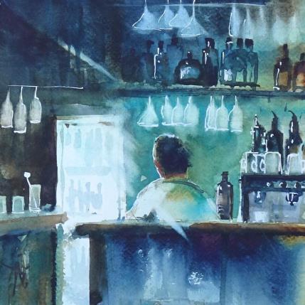 Painting Début de service by Abbatucci Violaine | Painting Figurative Watercolor Pop icons