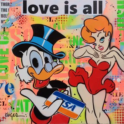 Peinture LOVE IS ALL par Euger Philippe | Tableau Pop-art Acrylique, Carton, Collage Icones Pop