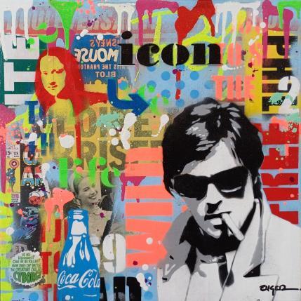 Gemälde DELON ICON von Euger Philippe | Gemälde Pop-Art Acryl, Collage Pop-Ikonen
