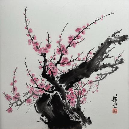Peinture Branche de cerisier 1 par Tayun | Tableau Figuratif Aquarelle, Encre Nature