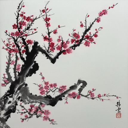 Painting Branche de cerisier by Tayun | Painting Figurative Ink, Watercolor Nature