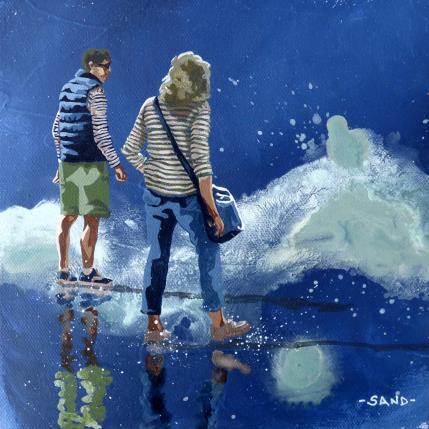 Peinture duo d'estran par Sand | Tableau Figuratif Acrylique Marine, Scènes de vie