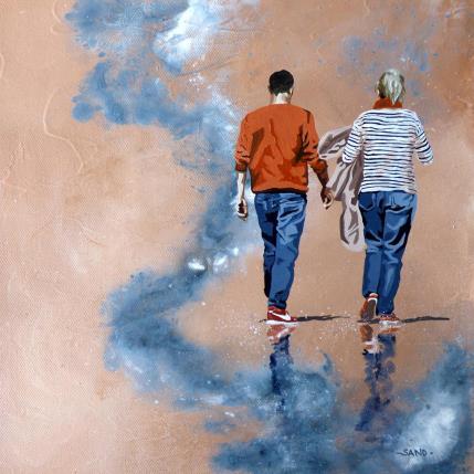 Peinture co-balade iodée par Sand | Tableau Figuratif Acrylique Marine, Scènes de vie