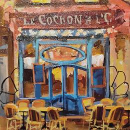 Pintura Brasserie ancienne por Novokhatska Olga | Pintura Figurative Acrylic, Oil Urban