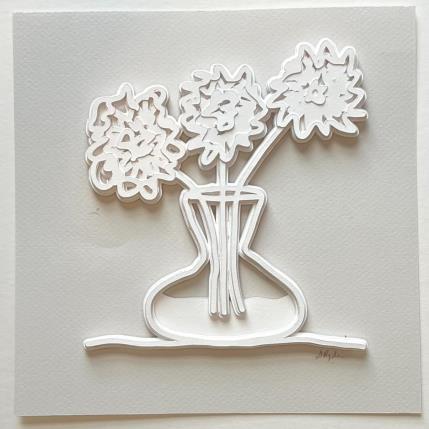 Peinture Hydrangeas in a Clear Vase par Ryder Susan | Tableau Figuratif Papier Minimaliste, Natures mortes, Noir & blanc