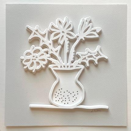 Peinture Mixed Flowers and Leaves par Ryder Susan | Tableau Figuratif Papier Minimaliste, Natures mortes, Noir & blanc
