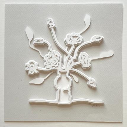 Peinture Reaching Flowers par Ryder Susan | Tableau Figuratif Papier Minimaliste, Natures mortes, Noir & blanc