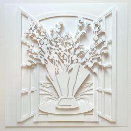 Painting Baby's Breath in Paris by Ryder Susan | Painting Figurative Paper Black & White, Minimalist, Still-life