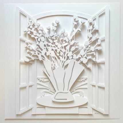 Peinture Baby's Breath in Paris par Ryder Susan | Tableau Figuratif Papier Minimaliste, Natures mortes, Noir & blanc