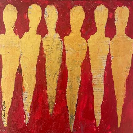 Peinture Les grandieus du temple par Rocco Sophie | Tableau Art Singulier Acrylique, Collage, Sable