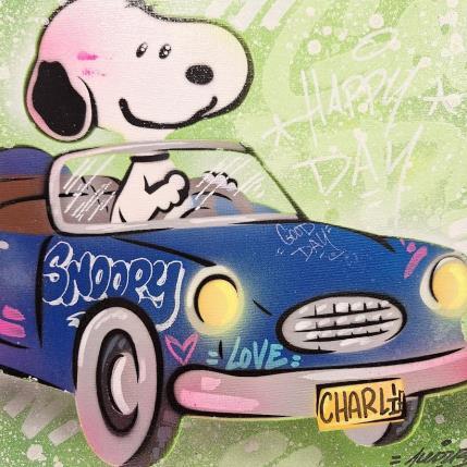 Peinture Snoopy Car par Kedarone | Tableau Pop-art Acrylique, Graffiti Icones Pop