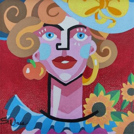 Peinture MUJER CON SOMBRERO par S.Uria | Tableau Figuratif Acrylique Portraits