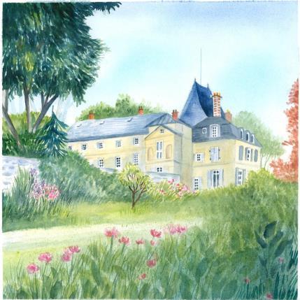 Peinture Château vu du parc, Rueil Malmaison par Balme Delphine | Tableau Figuratif Aquarelle Paysages