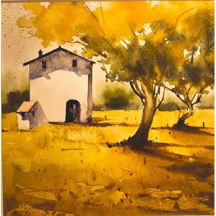 Peinture The home amidst nowhere par Dandapat Swarup | Tableau Figuratif Aquarelle Urbain