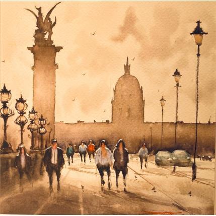Peinture Pont Alexandre III, Paris par Dandapat Swarup | Tableau Figuratif Aquarelle Urbain