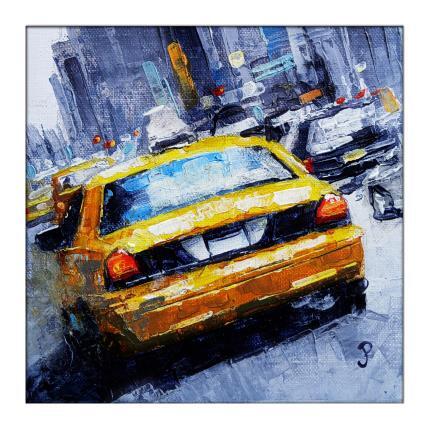Peinture NY big trafic par Poumès Jérôme | Tableau Figuratif Acrylique Urbain
