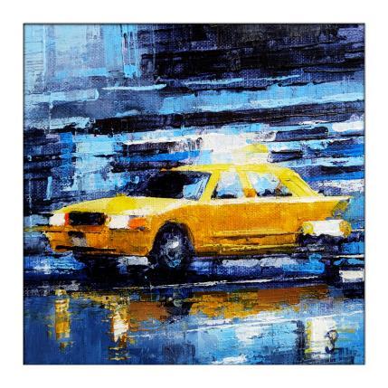 Peinture NY speed yellow cab 3 par Poumès Jérôme | Tableau Figuratif Acrylique Urbain