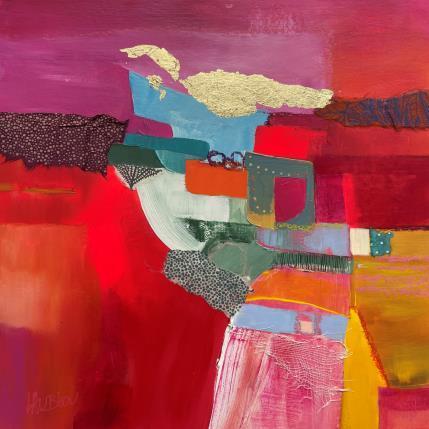 Peinture Mouln de Sainte Croix par Lau Blou | Tableau Abstrait Acrylique, Collage, Feuille d'or, Papier, Pastel Paysages