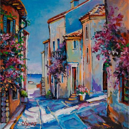 Peinture Vieille ruelle qui mène à la mer par Cédanne | Tableau Figuratif Huile Paysages