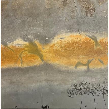 Peinture Bibiane par Manconi Gil | Tableau Matiérisme Métal, Upcycling Paysages