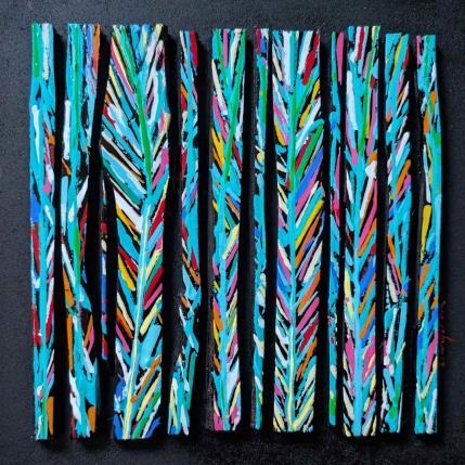 Peinture Bc12 palme multi par Langeron Luc | Tableau Matiérisme Acrylique, Bois, Résine
