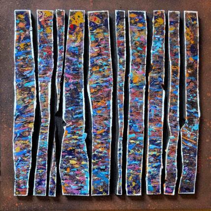 Peinture Bc10 touche rouille bleu ocre par Langeron Luc | Tableau Matiérisme Acrylique, Bois, Résine