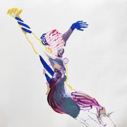 Painting The big jump by Cressanne | Painting Figurative Nude, Pop icons