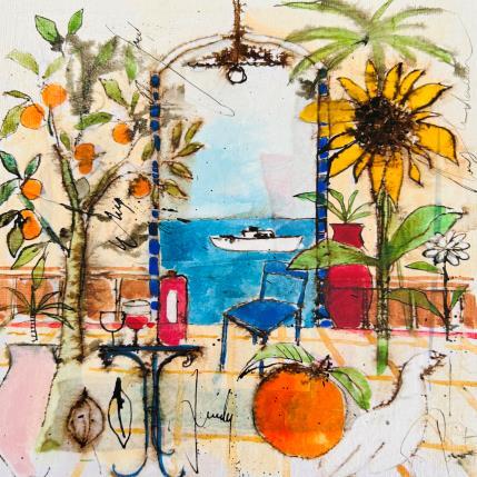 Peinture Fleurs au jardin par Colombo Cécile | Tableau Art naïf Acrylique, Aquarelle, Collage, Encre, Pastel Nature, Paysages, Scènes de vie