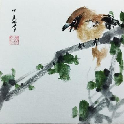 Peinture Sparrow par Du Mingxuan | Tableau Figuratif Aquarelle, Encre Animaux, Nature