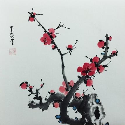Peinture Red blossom 2 par Du Mingxuan | Tableau Figuratif Aquarelle, Encre Nature