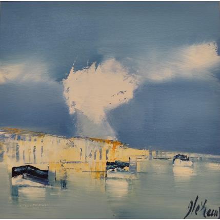 Peinture port de pêche par Héraud Alain | Tableau Figuratif Huile Marine, Paysages