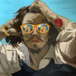 Peinture Le désespéré à la plage par MR.P0pArT | Tableau Pop-art Acrylique, Aquarelle, Posca Portraits