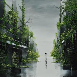 Painting A la frontière du monde by Galloro Maurizio | Painting Figurative Oil Urban